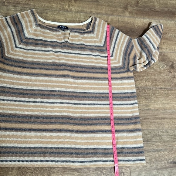Chaps Womens 2X Striped Cotton Top Split Neck Flared Sleeve Boho Casual Fall - Picture 8 of 11